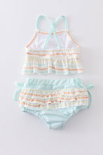 Load image into Gallery viewer, Multicolored stripe two piece girl swimsuit
