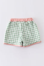 Load image into Gallery viewer, Green plaid boy swim trunks
