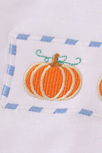 Load image into Gallery viewer, Blue plaid pumpkin embroidery boy set
