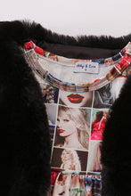 Load image into Gallery viewer, Fur vest music fan print dress set
