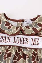 Load image into Gallery viewer, Camouflage jesus loves me embroidery girl set
