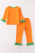 Load image into Gallery viewer, Orange halloween embroidery girl pajamas set
