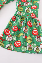 Load image into Gallery viewer, Green grinch print girl set
