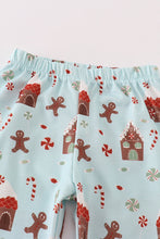 Load image into Gallery viewer, Blue christmas gingerbread boy pants set
