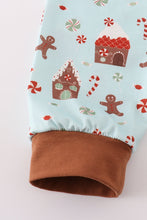 Load image into Gallery viewer, Blue christmas gingerbread boy pants set
