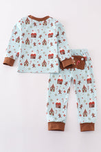 Load image into Gallery viewer, Blue christmas gingerbread boy pants set
