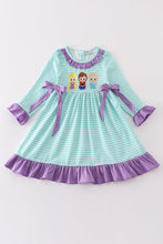 Load image into Gallery viewer, Green stripe princess embroidery girl dress
