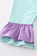 Load image into Gallery viewer, Green stripe princess embroidery girl romper
