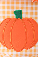 Load image into Gallery viewer, Pumpkin applique checkered ruffle candy bucket
