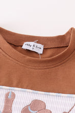 Load image into Gallery viewer, Brown dot smocked western embroidery boy top
