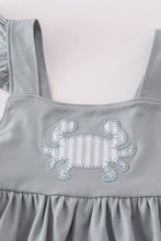 Load image into Gallery viewer, Blue crab applique girl dress
