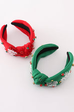 Load image into Gallery viewer, Green christmas snowflake embroidery adults headband
