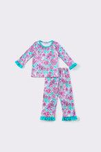 Load image into Gallery viewer, Mint floral ruffle pajamas set
