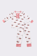 Load image into Gallery viewer, Pink duck print bamboo girl pajamas set
