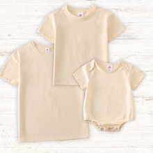 Load image into Gallery viewer, Beige blank basic t-shirt Adult Kids and baby bubble
