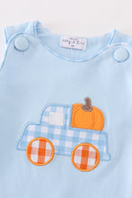 Load image into Gallery viewer, Blue truck pumpkin embroidery boy jonjon
