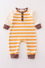 Load image into Gallery viewer, Platinum brown stripe boy romper
