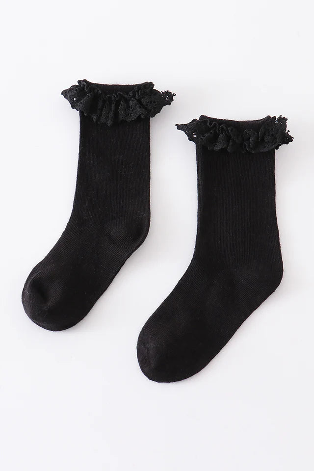 Black Knit Lace Socks