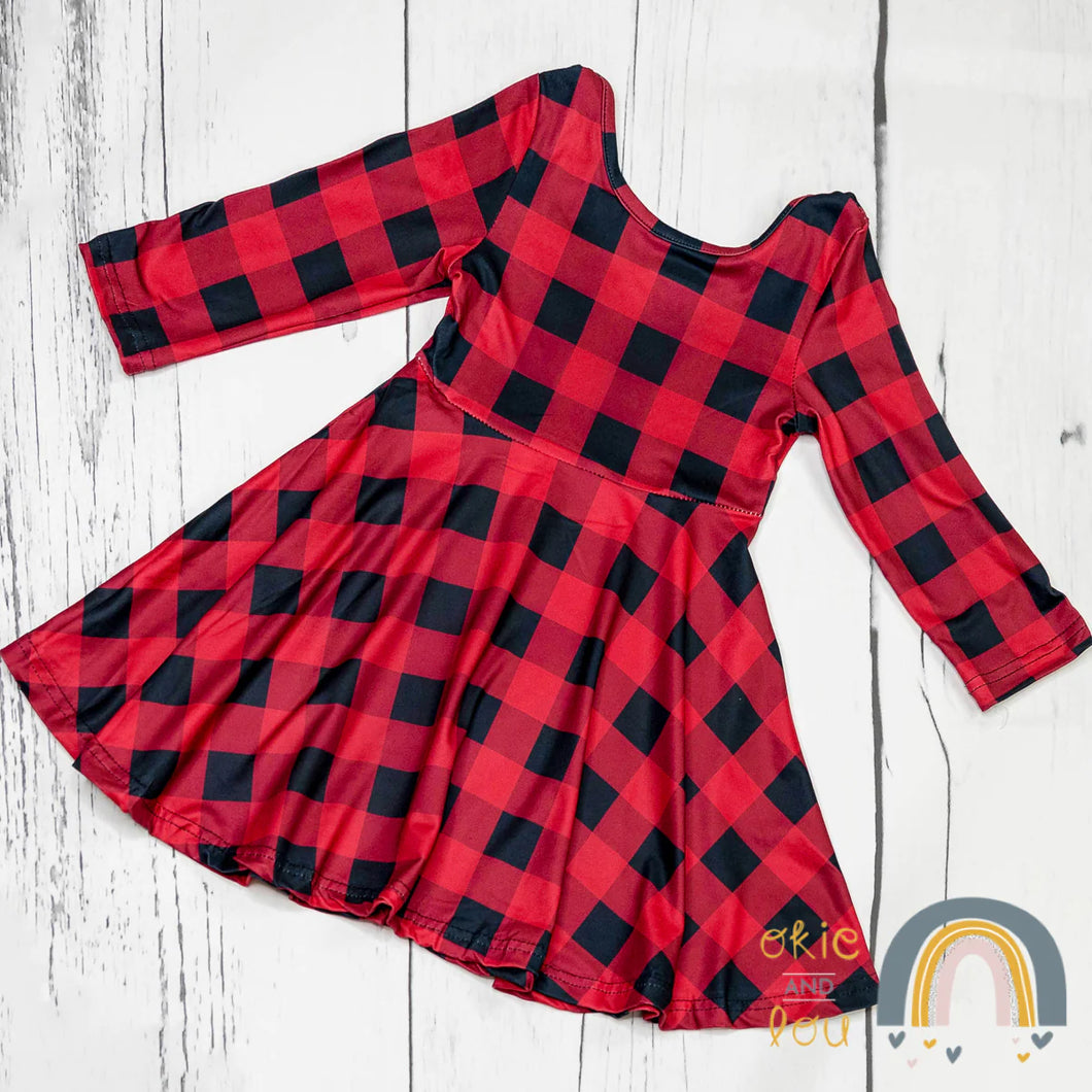 Red Buffalo Plaid Twirl Dress