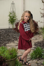 Load image into Gallery viewer, Burgundy Plaid Yoke Dress
