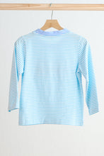 Load image into Gallery viewer, Blue puppy hand smocked boy stripe top
