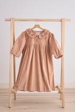 Load image into Gallery viewer, Beige floral embroidery velveteen girl dress
