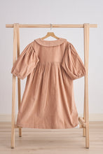 Load image into Gallery viewer, Beige floral embroidery velveteen girl dress
