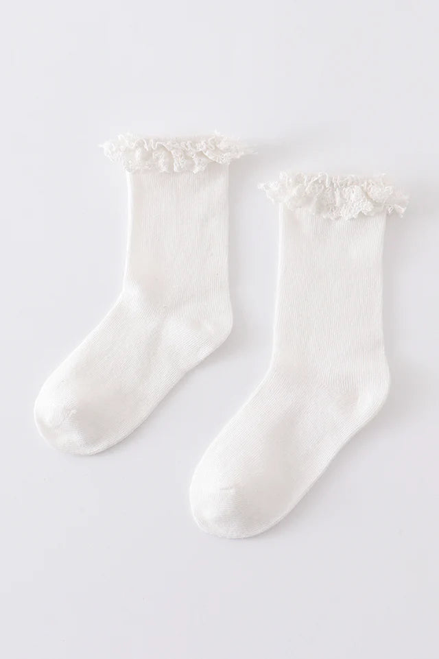 Ivory Knit Lace Socks