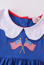 Load image into Gallery viewer, Blue Patriotic flag girl set
