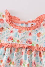 Load image into Gallery viewer, Coral floral print ruffle dress
