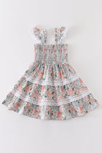 Load image into Gallery viewer, Floral print smocked girl dress
