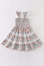 Load image into Gallery viewer, Floral print smocked girl dress
