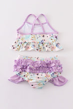 Load image into Gallery viewer, Purple floral 2pc swimsuit
