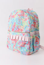 Load image into Gallery viewer, Green floral ruffle backpack
