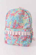 Load image into Gallery viewer, Green floral ruffle backpack
