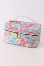 Load image into Gallery viewer, Green floral makeup bag
