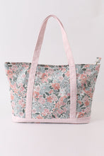 Load image into Gallery viewer, Pink floral plaid tote bag
