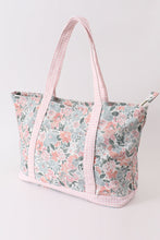 Load image into Gallery viewer, Pink floral plaid tote bag
