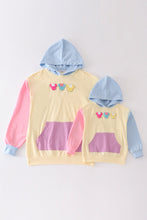 Load image into Gallery viewer, Color blocked character french knot mom &amp; me hoodie top
