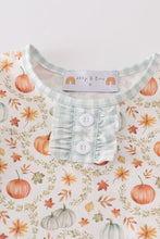 Load image into Gallery viewer, Green pumpkin print girl ruffle shorts set
