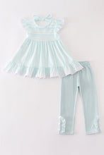 Load image into Gallery viewer, Blue stripe ruffle girl set
