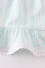 Load image into Gallery viewer, Blue stripe ruffle girl set
