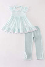 Load image into Gallery viewer, Blue stripe ruffle girl set
