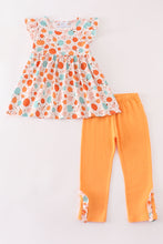 Load image into Gallery viewer, Orange pumpkin print girl ruffle set
