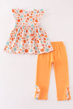 Load image into Gallery viewer, Orange pumpkin print girl ruffle set
