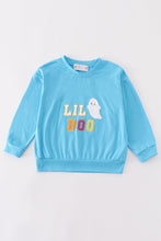 Load image into Gallery viewer, Blue halloween LIL BOO chenille patch boy top
