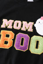 Load image into Gallery viewer, Black halloween MOM&amp;GIRL BOO chenille patch top
