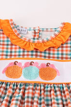 Load image into Gallery viewer, Pumpkin french knot gingham girl set
