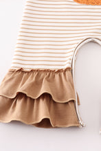 Load image into Gallery viewer, Khaki stripe pumpkin glitter girl romper
