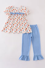 Load image into Gallery viewer, Blue pumpkin girl ruffle pants set
